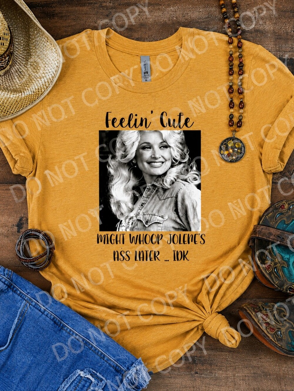 Bella Canvas Mustard Yellow Graphic Tee with Retro Photo